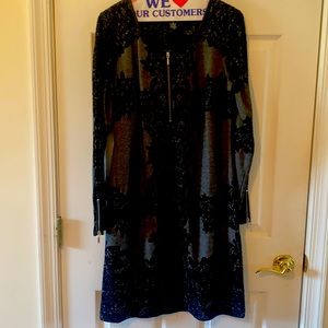 INC lace detail dress with leather accents